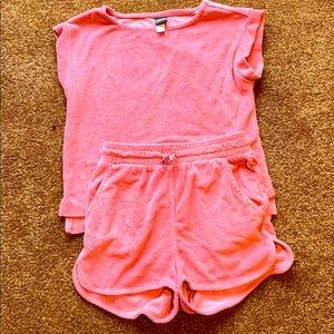 Girls Sz 8 Tea Collection Pink Terry Cloth Set